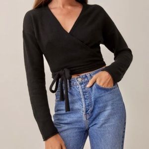 Reformation relaxed cashmere wrap sweater size small NWT